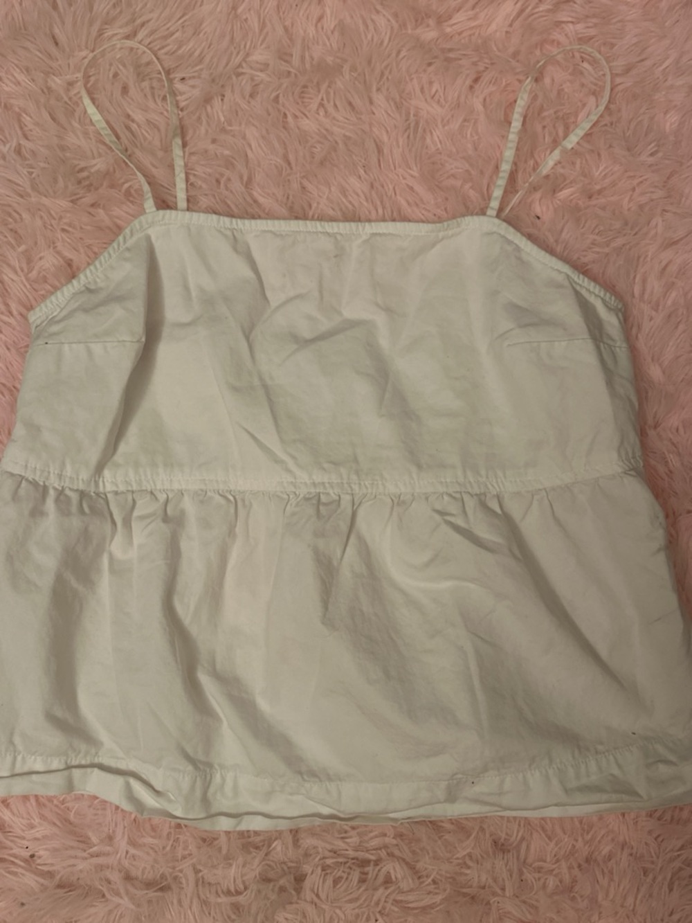 Classic White Spaghetti-Strap Peplum Tank - Women's